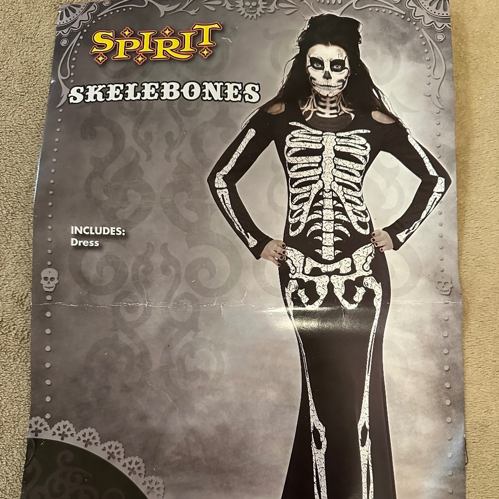 Ladies Skeleton Bones Halloween Costume with Hand Bracelets